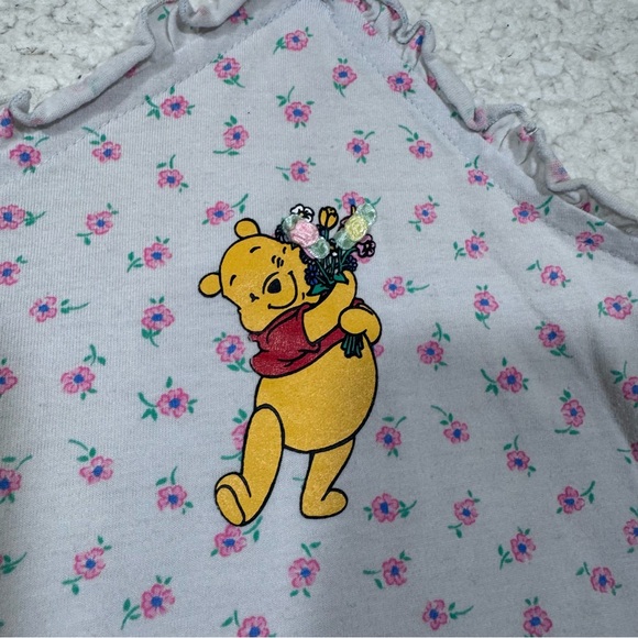 Disney Winnie the Pooh Women’s Sleep Dress Medium White Pink Floral Nightgown - Picture 2 of 4